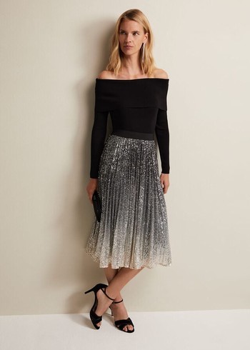 Phase Eight Celeste Sequin Ombre Pleated Skirts Multicolor Canada | BFIXPU-932